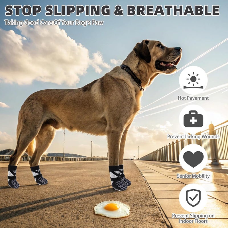 KOOLTAIL Dog Socks for Hot/Cold Pavement, Breathable & Warm Dog Socks to Prevent Licking Paws, Non Slip Pet Boots & Paw Protectors for Hardwood Floor,Grippy Shoes for Small Medium Large Senior Dogs - Image 3